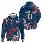 Personalized Sydney Roosters Rugby Zip Hoodie Urban Street Graffiti Style - Distressed Splatter Elements