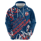 Personalized Sydney Roosters Rugby Zip Hoodie Urban Street Graffiti Style - Distressed Splatter Elements