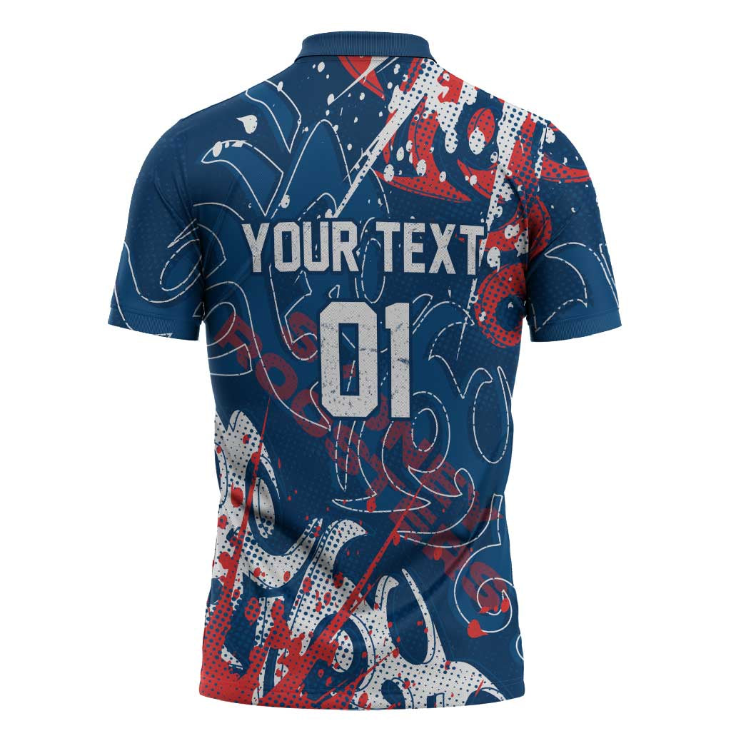 Personalized Sydney Roosters Rugby Zipper Polo Shirt Urban Street Graffiti Style - Distressed Splatter Elements