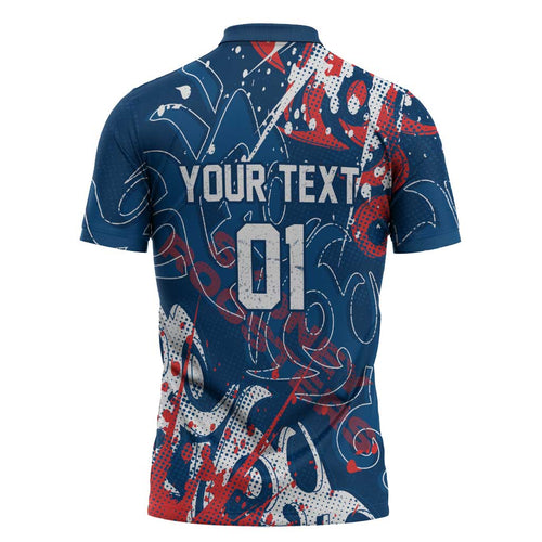 Personalized Sydney Roosters Rugby Zipper Polo Shirt Urban Street Graffiti Style - Distressed Splatter Elements