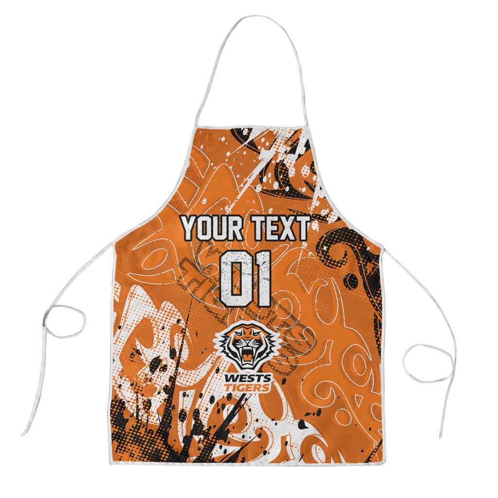 Personalized Wests Tigers Rugby Apron Urban Street Graffiti Style - Distressed Splatter Elements