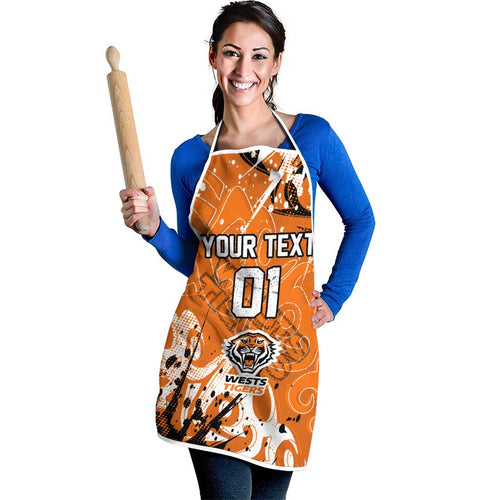 Personalized Wests Tigers Rugby Apron Urban Street Graffiti Style - Distressed Splatter Elements