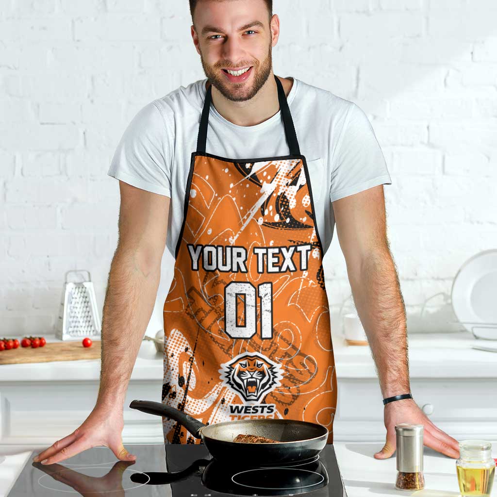 Personalized Wests Tigers Rugby Apron Urban Street Graffiti Style - Distressed Splatter Elements