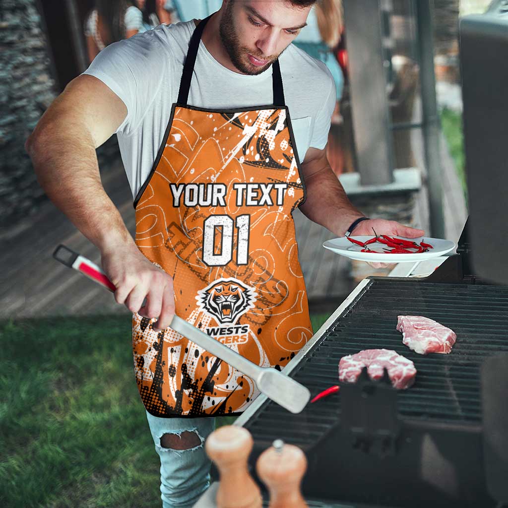 Personalized Wests Tigers Rugby Apron Urban Street Graffiti Style - Distressed Splatter Elements