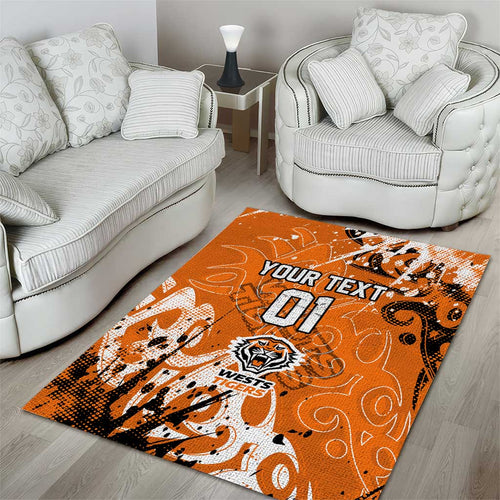 Personalized Wests Tigers Rugby Area Rug Urban Street Graffiti Style - Distressed Splatter Elements