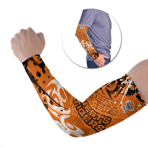 Personalized Wests Tigers Rugby Arm Sleeves Urban Street Graffiti Style - Distressed Splatter Elements