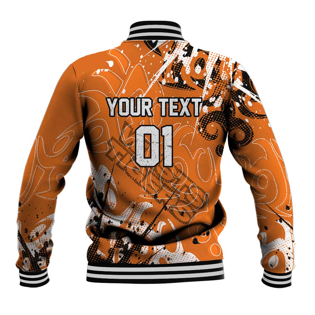 Personalized Wests Tigers Rugby Baseball Jacket Urban Street Graffiti Style - Distressed Splatter Elements