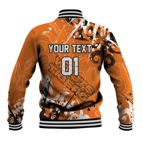 Personalized Wests Tigers Rugby Baseball Jacket Urban Street Graffiti Style - Distressed Splatter Elements