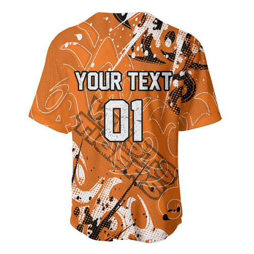 Personalized Wests Tigers Rugby Baseball Jersey Urban Street Graffiti Style - Distressed Splatter Elements