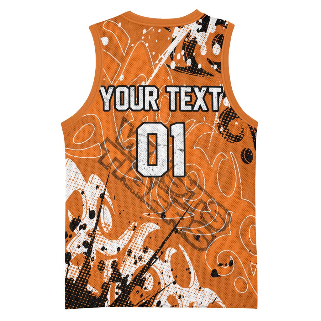 Personalized Wests Tigers Rugby Basketball Jersey Urban Street Graffiti Style - Distressed Splatter Elements