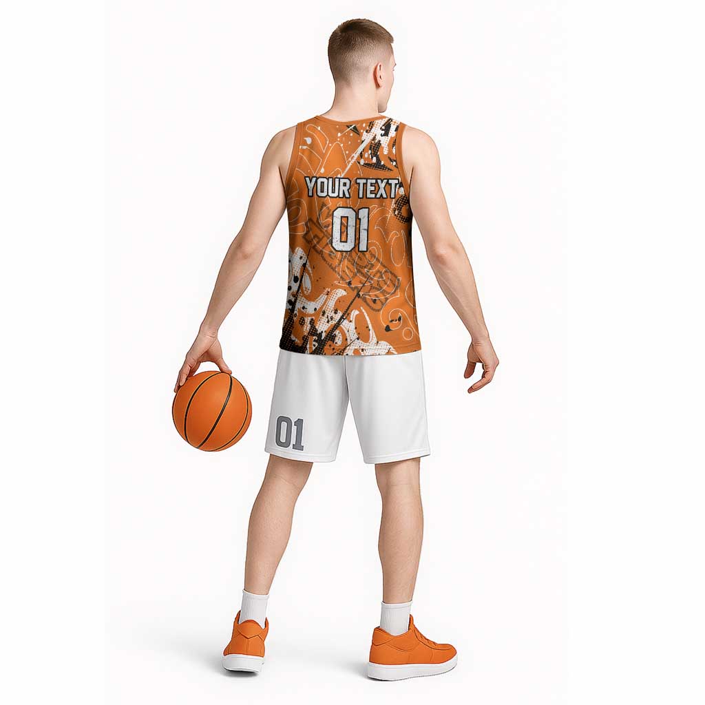 Personalized Wests Tigers Rugby Basketball Jersey Urban Street Graffiti Style - Distressed Splatter Elements
