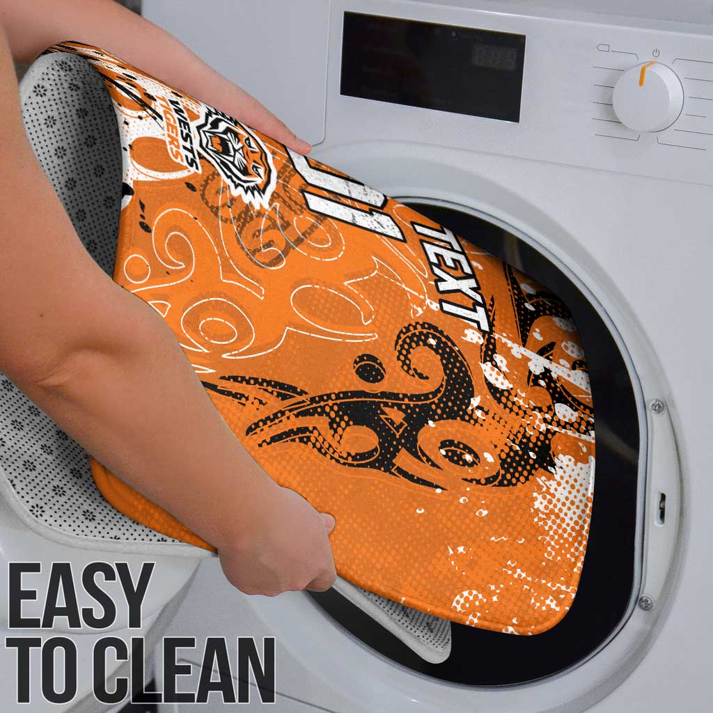 Personalized Wests Tigers Rugby Bathroom Set Urban Street Graffiti Style - Distressed Splatter Elements