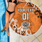 Personalized Wests Tigers Rugby Beach Blanket Urban Street Graffiti Style - Distressed Splatter Elements