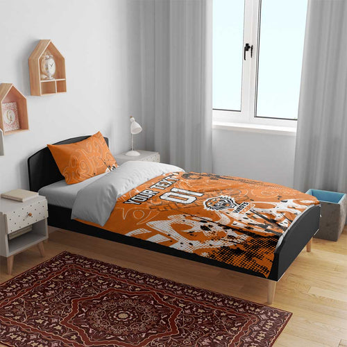 Personalized Wests Tigers Rugby Bedding Set Urban Street Graffiti Style - Distressed Splatter Elements