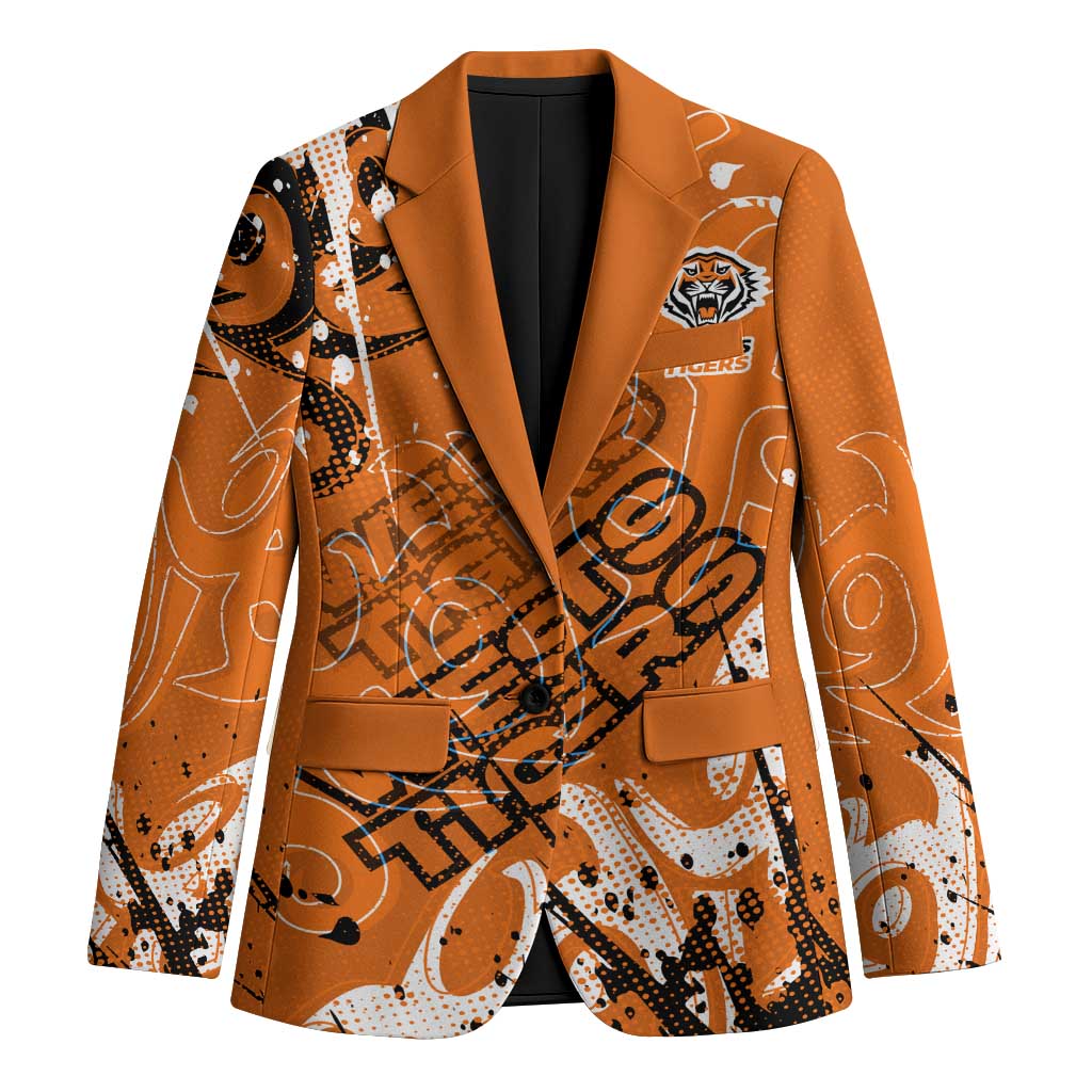 Personalized Wests Tigers Rugby Blazer Urban Street Graffiti Style - Distressed Splatter Elements