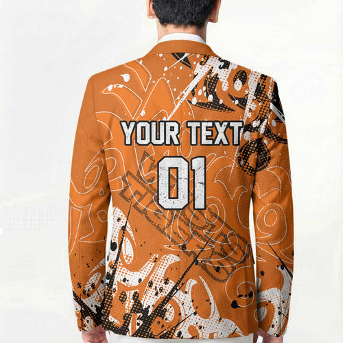 Personalized Wests Tigers Rugby Blazer Urban Street Graffiti Style - Distressed Splatter Elements