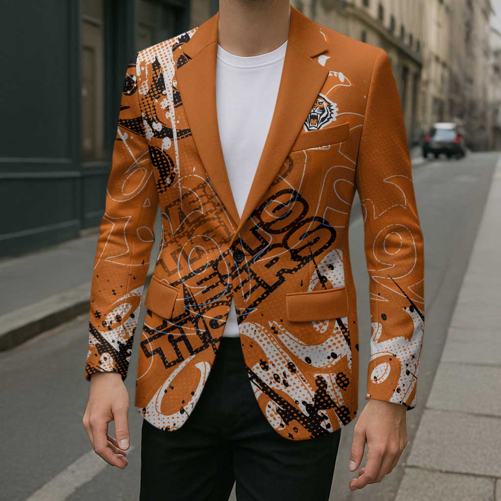 Personalized Wests Tigers Rugby Blazer Urban Street Graffiti Style - Distressed Splatter Elements