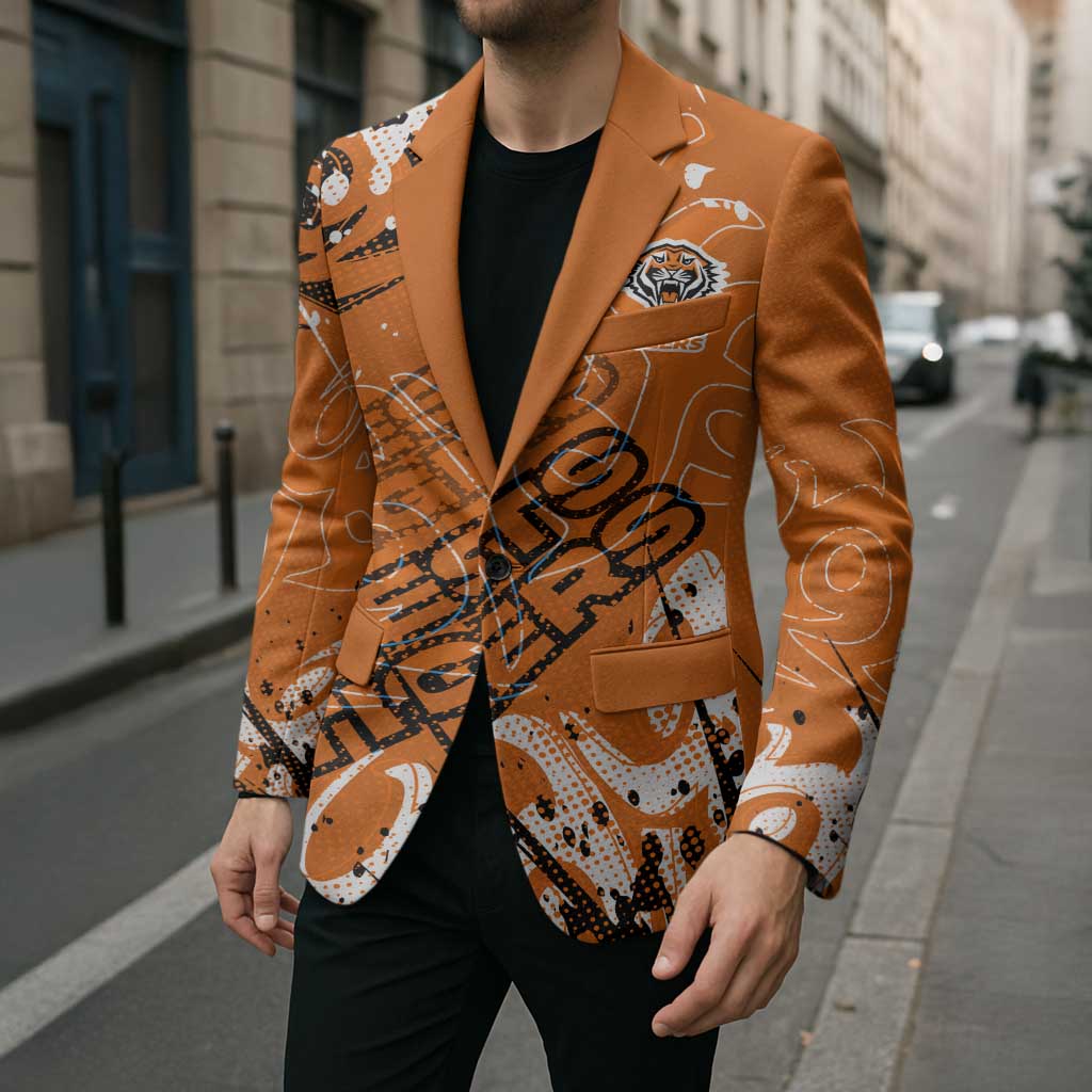 Personalized Wests Tigers Rugby Blazer Urban Street Graffiti Style - Distressed Splatter Elements
