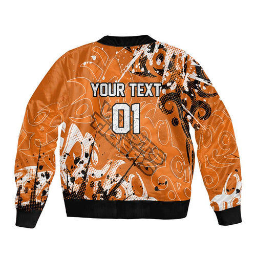 Personalized Wests Tigers Rugby Bomber Jacket Urban Street Graffiti Style - Distressed Splatter Elements