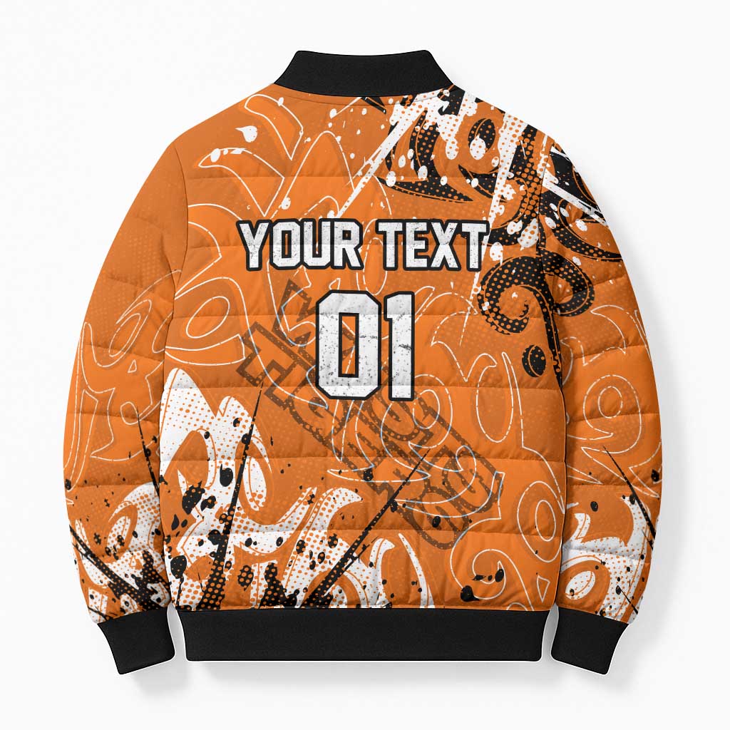 Personalized Wests Tigers Rugby Bomber Puffer Jacket Urban Street Graffiti Style - Distressed Splatter Elements