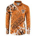 Personalized Wests Tigers Rugby Button Sweatshirt Urban Street Graffiti Style - Distressed Splatter Elements