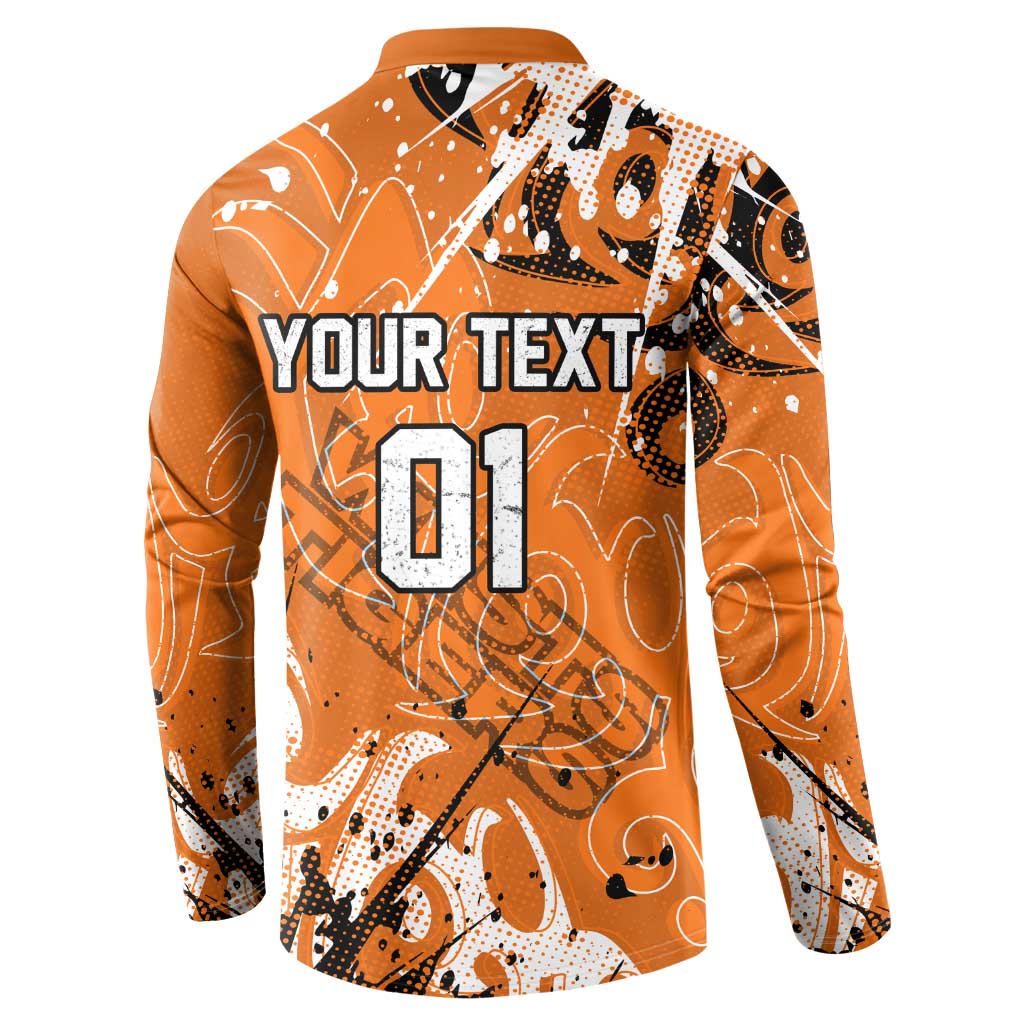 Personalized Wests Tigers Rugby Button Sweatshirt Urban Street Graffiti Style - Distressed Splatter Elements