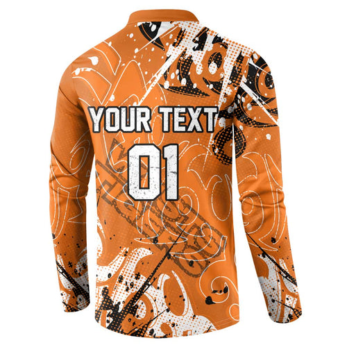 Personalized Wests Tigers Rugby Button Sweatshirt Urban Street Graffiti Style - Distressed Splatter Elements