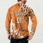 Personalized Wests Tigers Rugby Button Sweatshirt Urban Street Graffiti Style - Distressed Splatter Elements