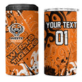 Personalized Wests Tigers Rugby 4 in 1 Can Cooler Tumbler Urban Street Graffiti Style - Distressed Splatter Elements