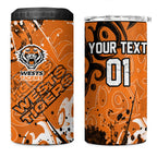 Personalized Wests Tigers Rugby 4 in 1 Can Cooler Tumbler Urban Street Graffiti Style - Distressed Splatter Elements