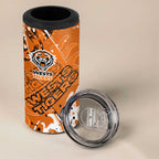 Personalized Wests Tigers Rugby 4 in 1 Can Cooler Tumbler Urban Street Graffiti Style - Distressed Splatter Elements