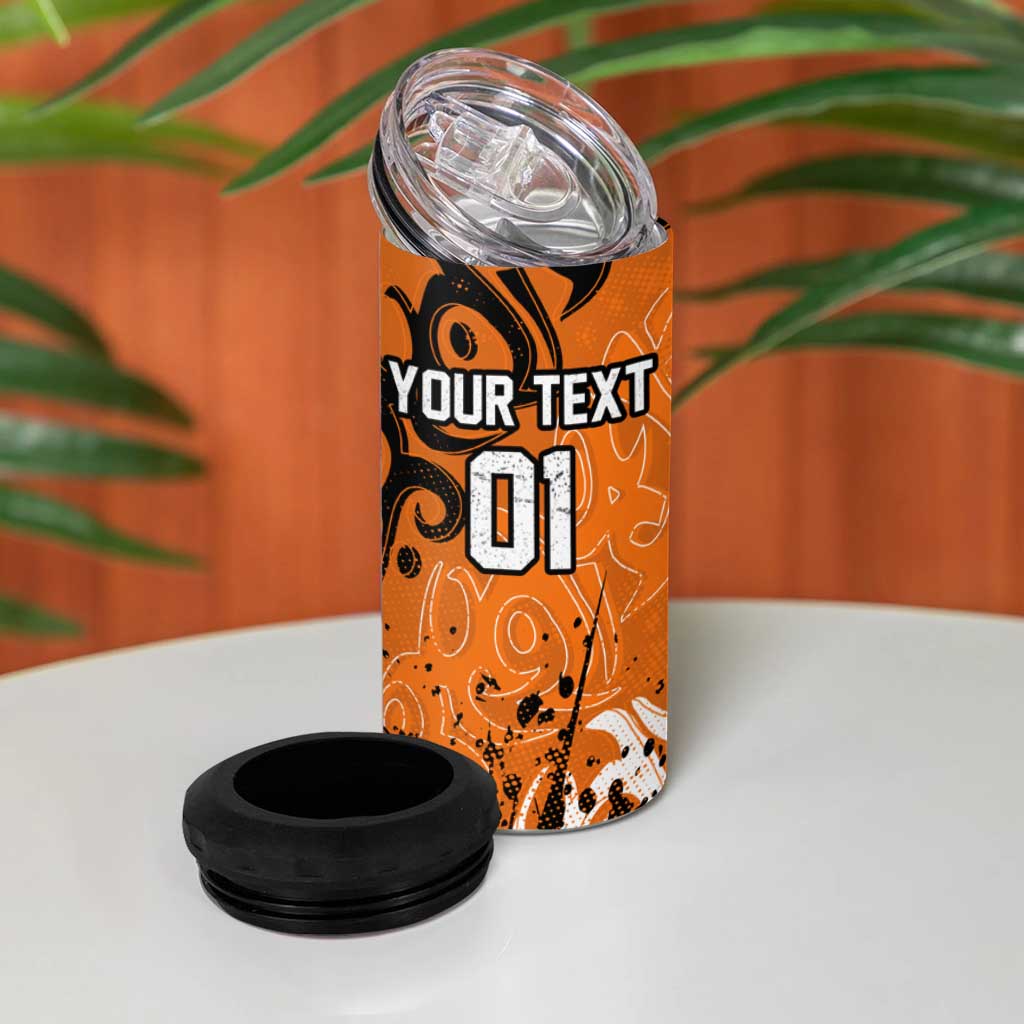 Personalized Wests Tigers Rugby 4 in 1 Can Cooler Tumbler Urban Street Graffiti Style - Distressed Splatter Elements