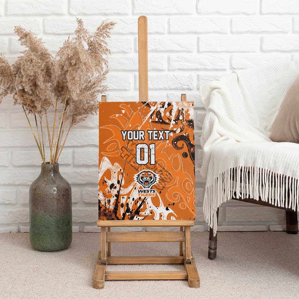 Personalized Wests Tigers Rugby Canvas Wall Art Urban Street Graffiti Style - Distressed Splatter Elements