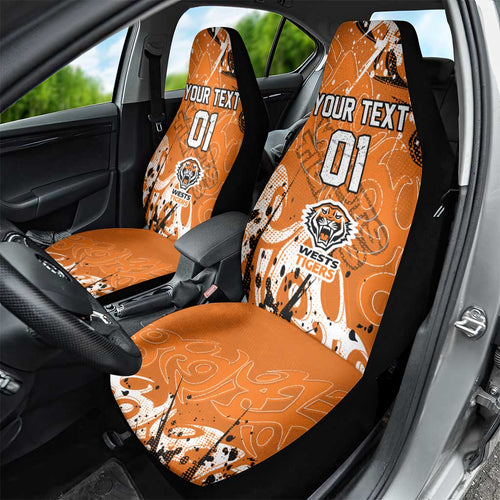 Personalized Wests Tigers Rugby Car Seat Cover Urban Street Graffiti Style - Distressed Splatter Elements