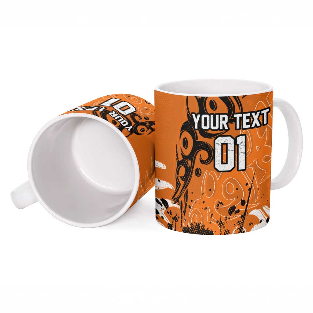 Personalized Wests Tigers Rugby Ceramic Mug Urban Street Graffiti Style - Distressed Splatter Elements