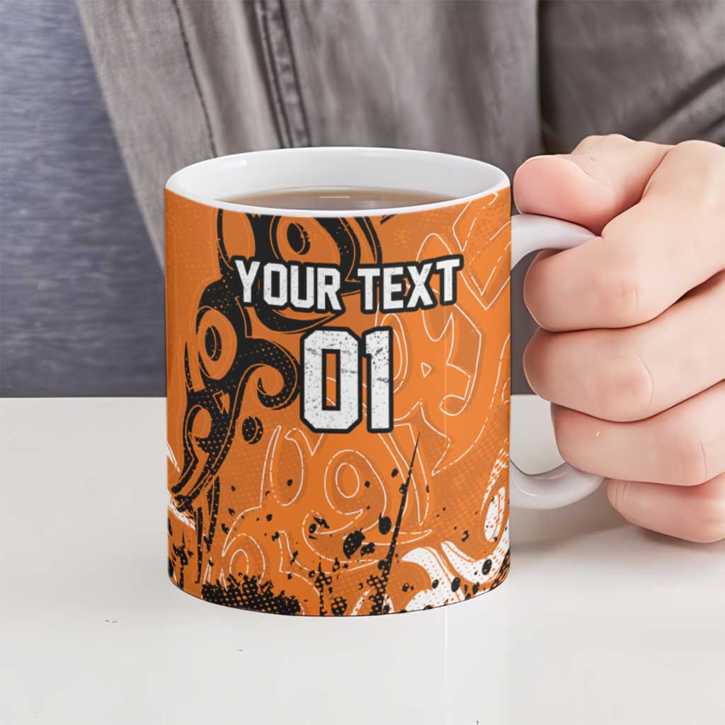 Personalized Wests Tigers Rugby Ceramic Mug Urban Street Graffiti Style - Distressed Splatter Elements