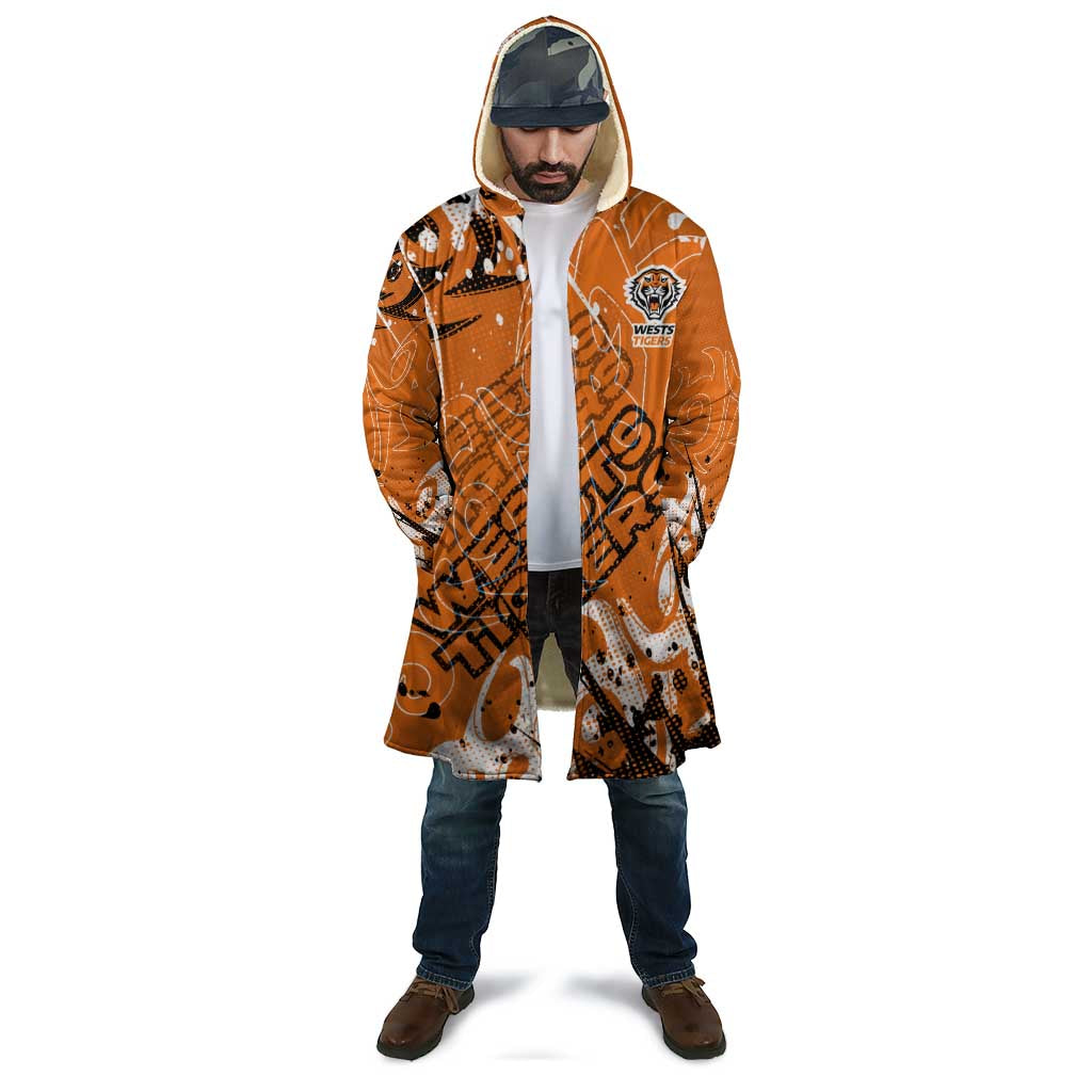 Personalized Wests Tigers Rugby Cloak Urban Street Graffiti Style - Distressed Splatter Elements