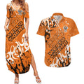 Personalized Wests Tigers Rugby Couples Matching Summer Maxi Dress and Hawaiian Shirt Urban Street Graffiti Style - Distressed Splatter Elements