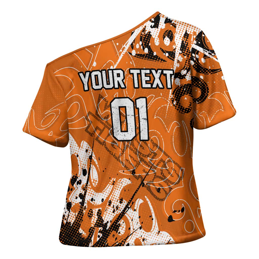 Personalized Wests Tigers Rugby Cross Shoulder Shirt Urban Street Graffiti Style - Distressed Splatter Elements