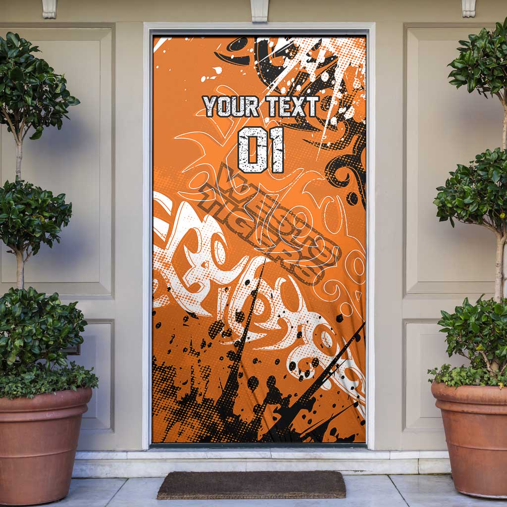 Personalized Wests Tigers Rugby Door Cover Urban Street Graffiti Style - Distressed Splatter Elements
