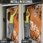 Personalized Wests Tigers Rugby Door Cover Urban Street Graffiti Style - Distressed Splatter Elements