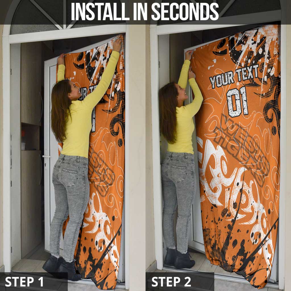Personalized Wests Tigers Rugby Door Cover Urban Street Graffiti Style - Distressed Splatter Elements