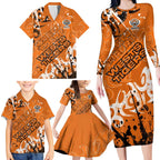 Personalized Wests Tigers Rugby Family Matching Long Sleeve Bodycon Dress and Hawaiian Shirt Urban Street Graffiti Style - Distressed Splatter Elements