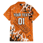 Personalized Wests Tigers Rugby Family Matching Off The Shoulder Long Sleeve Dress and Hawaiian Shirt Urban Street Graffiti Style - Distressed Splatter Elements
