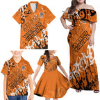 Personalized Wests Tigers Rugby Family Matching Off Shoulder Maxi Dress and Hawaiian Shirt Urban Street Graffiti Style - Distressed Splatter Elements