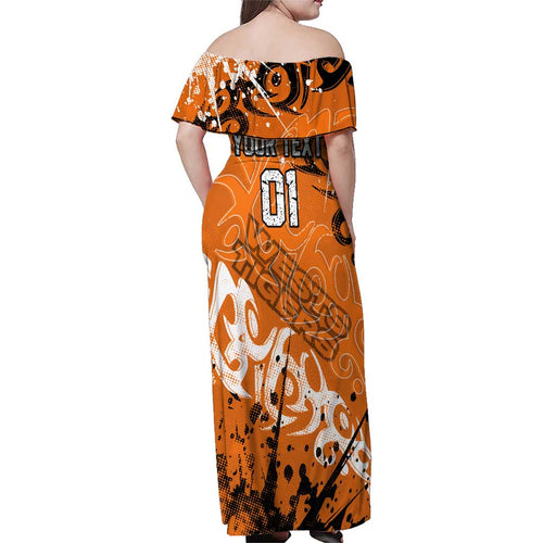 Personalized Wests Tigers Rugby Family Matching Off Shoulder Maxi Dress and Hawaiian Shirt Urban Street Graffiti Style - Distressed Splatter Elements