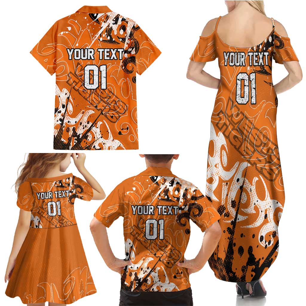 Personalized Wests Tigers Rugby Family Matching Summer Maxi Dress and Hawaiian Shirt Urban Street Graffiti Style - Distressed Splatter Elements