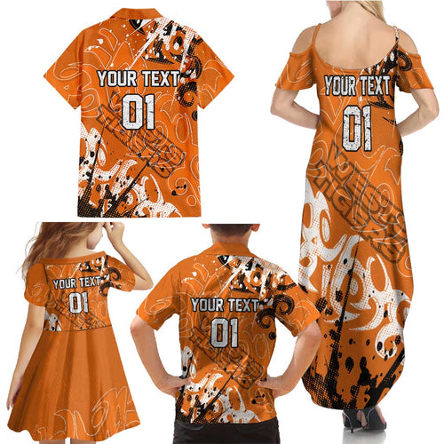 Personalized Wests Tigers Rugby Family Matching Summer Maxi Dress and Hawaiian Shirt Urban Street Graffiti Style - Distressed Splatter Elements