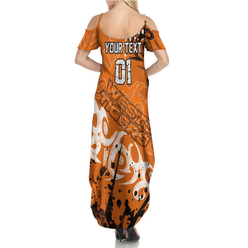 Personalized Wests Tigers Rugby Family Matching Summer Maxi Dress and Hawaiian Shirt Urban Street Graffiti Style - Distressed Splatter Elements