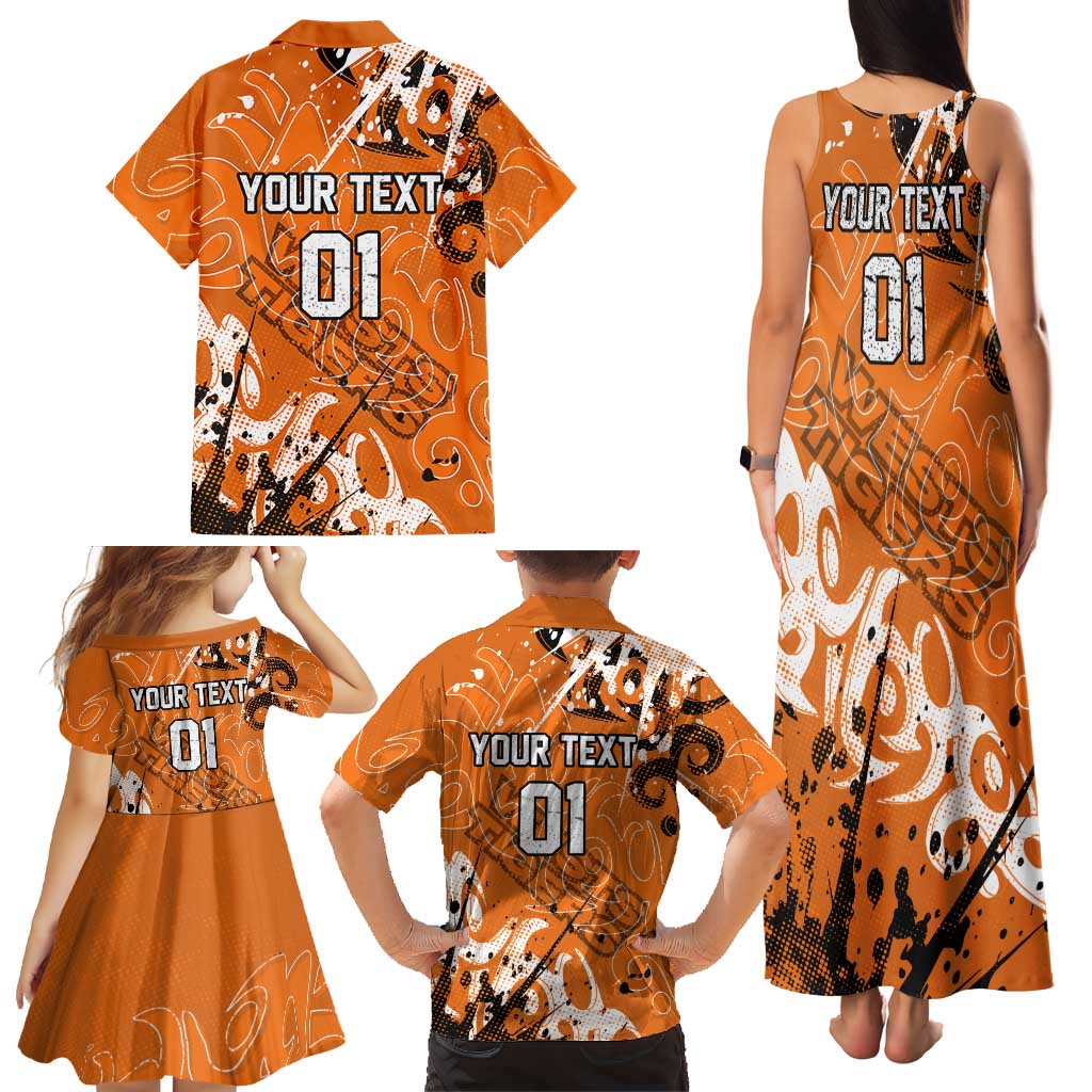 Personalized Wests Tigers Rugby Family Matching Tank Maxi Dress and Hawaiian Shirt Urban Street Graffiti Style - Distressed Splatter Elements